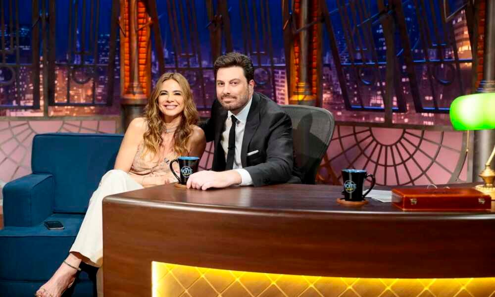 Luciana Gimenez com Danilo Gentili (Créditos: Rogério Pallatta/SBT)